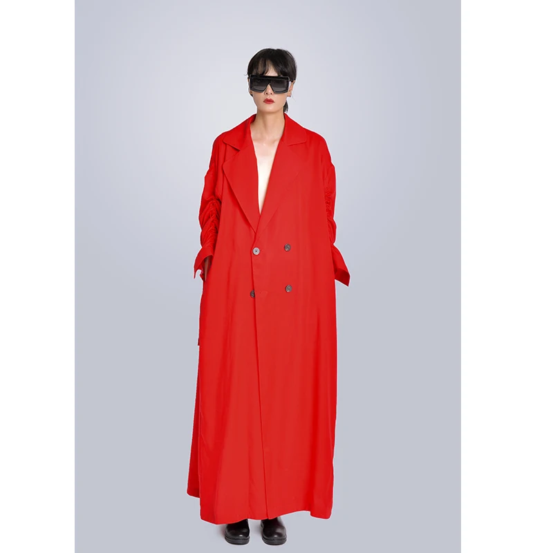 

MISHOW Milan Fashion Week Spring/Summer 2020 Female Coat Turn Down Collar Long Sleeve Red Jacket Ladies Overcoat Look-12