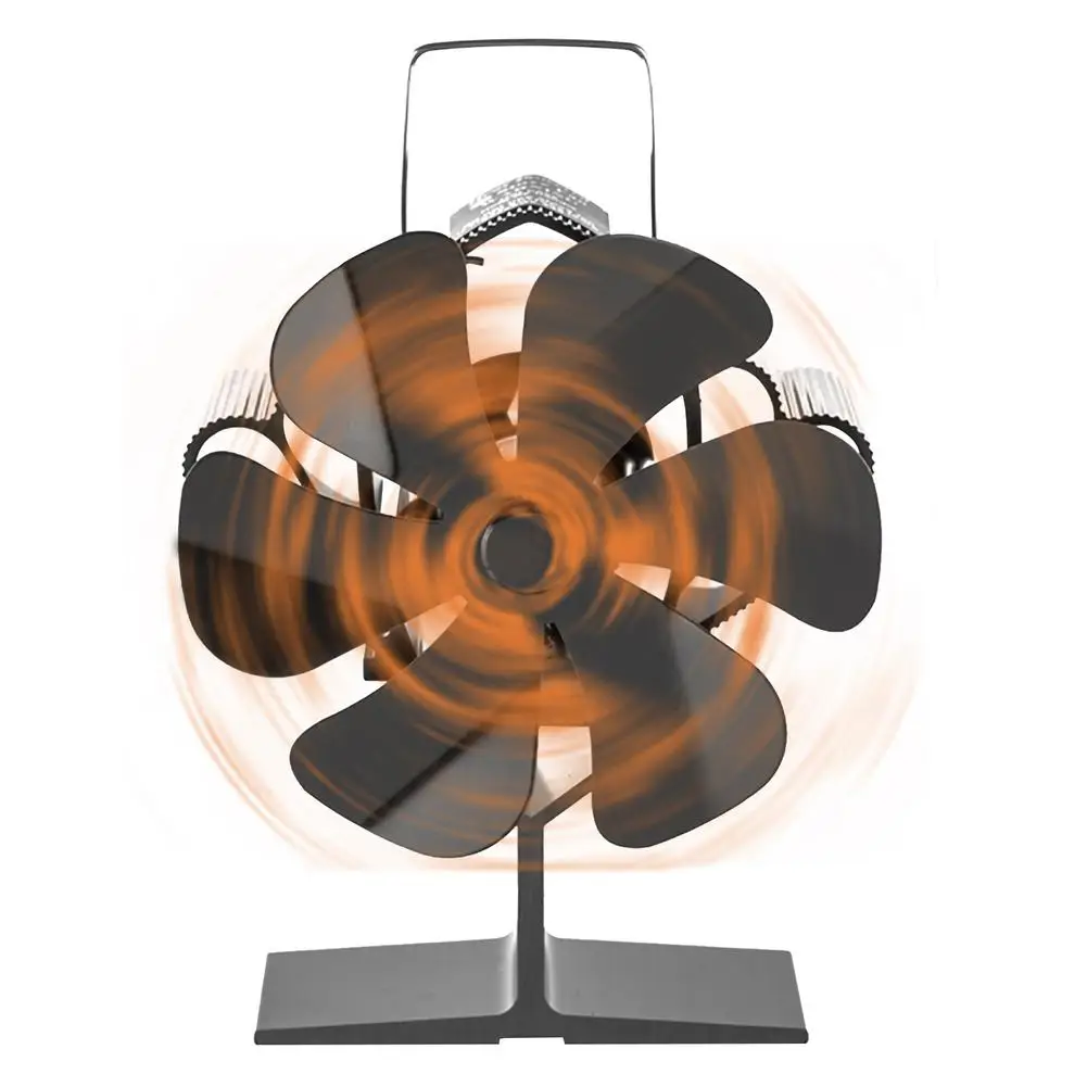 6 Blade Stove Fan Silent Efficient Heat Distribution Fireplace Fan Log Wood Burner Ecofan Heat Powered Fireplace Winter Warm — view 2