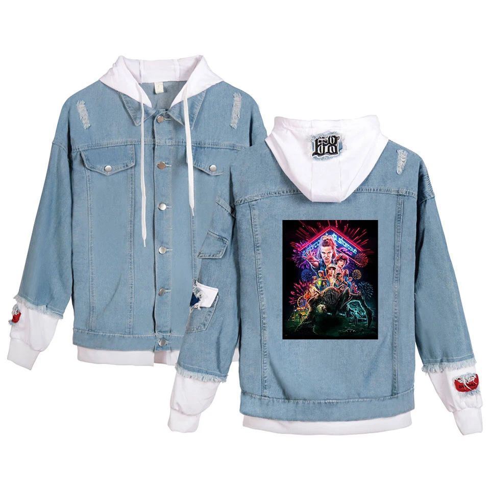 

Hot TV Series Stranger things Hoodies Denim jacket Men/Women Creative Brand Design Stranger things Boy/Girl Sweatshirts