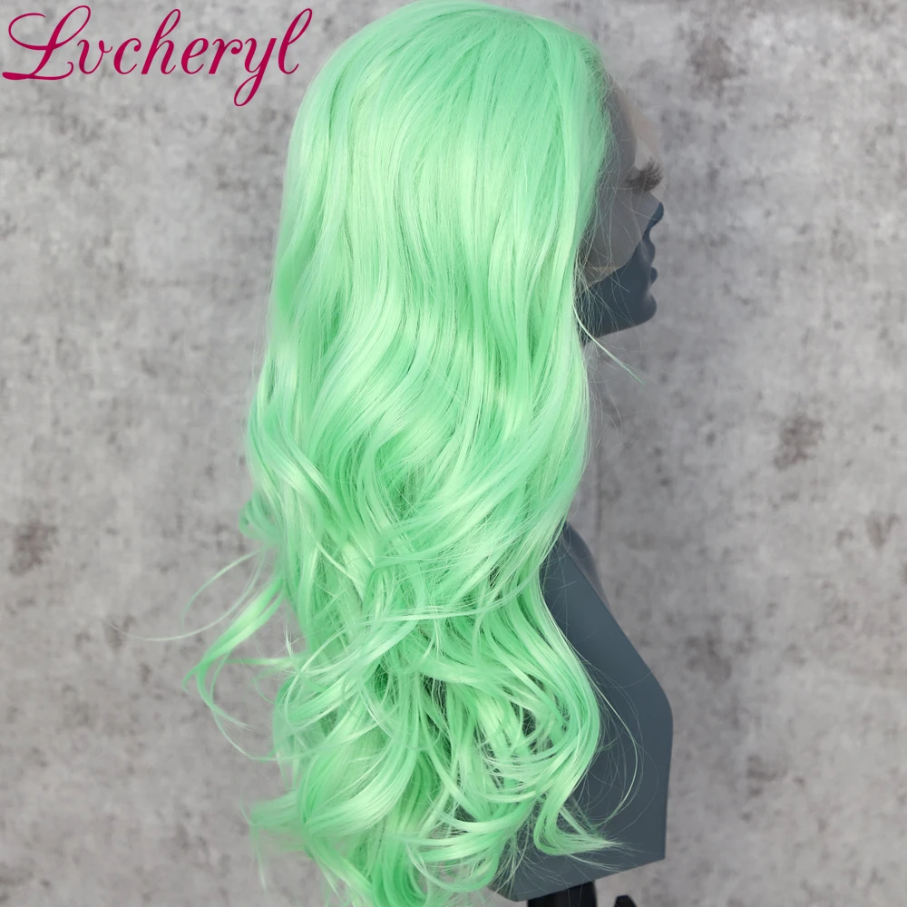 Lvcheryl синтетические парики на кружеве, зеленый цвет, волосы, ручная вязка, термостойкие волосы, косплей, Драг, королева, макияж, парики для женщин