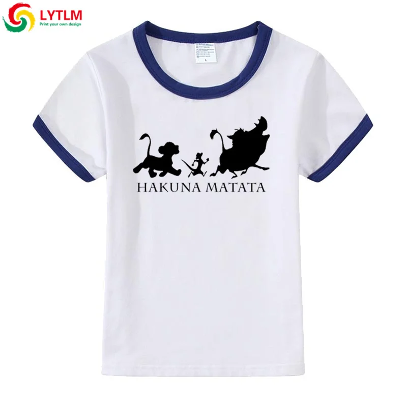 LYTLM Hakuna Matata/рубашка футболка с изображением короля льва Симбы топы для мальчиков с принтом животных, футболка Enfant Fille Koszulka, детские футболки для мальчиков - Цвет: DXZB LYCRA Blue