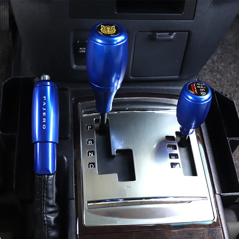 Gear Set For Mitsubishi Pajero V97V93V73V87 Gear Shift Head Alloy Modified Pajero Shift Lever With Peach Wood Grain Handle