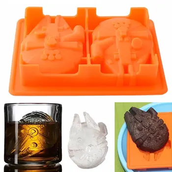 

Hot Sale Star Wars Falcon Millenium Ship Shape Ice Cubes Tray Silicone Ice Cream Molds Maker Form Chocolate Mold For Party Bar