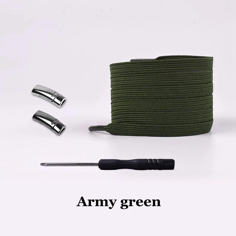Army green Новинка, магнитный шнурок, эластичные фиксирующие шнурки, быстро не завязываются, шнурки для обуви, для детей и взрослых, унисекс, спортивные туфли со шнурками, шнурки для обуви - Цвет: Army green