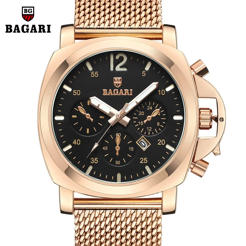 

Bagari2019 New Style Simple Watch Men Steel Belt Quartz Watch Sports Waterproof Watch