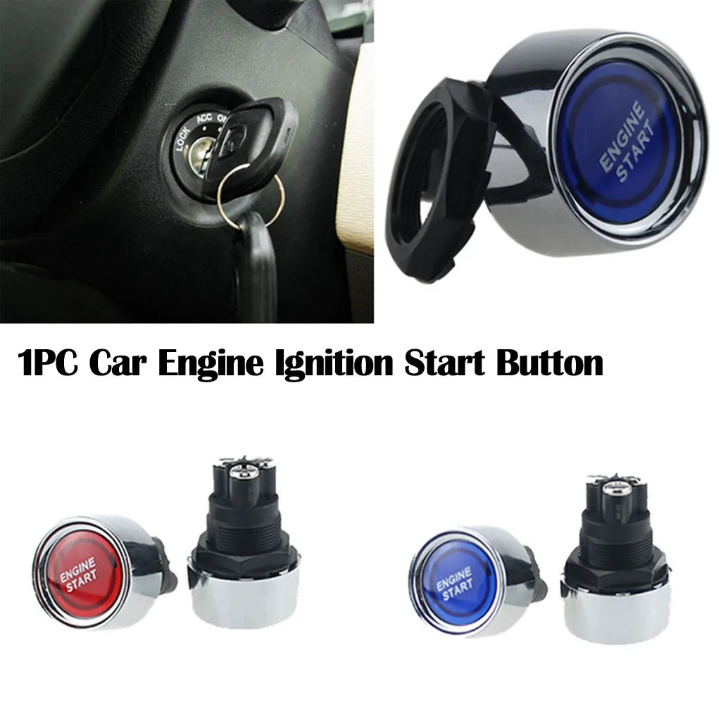 

Car Auto Engine Ignition Start Button Push Switch Car Red/Blue LED Metal Car Power Button 12V 50A Jly29