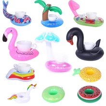 Coasters Cup-Holder Pool-Toy Unicorn Swimming-Pool-Float Party-Decoration Bathing Flamingo