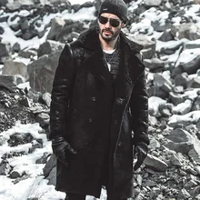 Burst Мужское пальто из натуральной кожи Длинная оригинальная кожаная ветровка оригинальная Экологичная Меховая зимняя куртка мужская теплая кожаная куртка s
