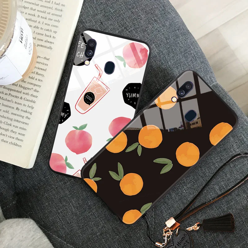 Phone Case For Samsung GALAXY A10 A51 A71 A40 A50 A60 A70/A7050 A6S G6200 A8s S7 S8 S9 S10 Plus Lite Note 8 9 Fruits Glass Cover | Мобильные