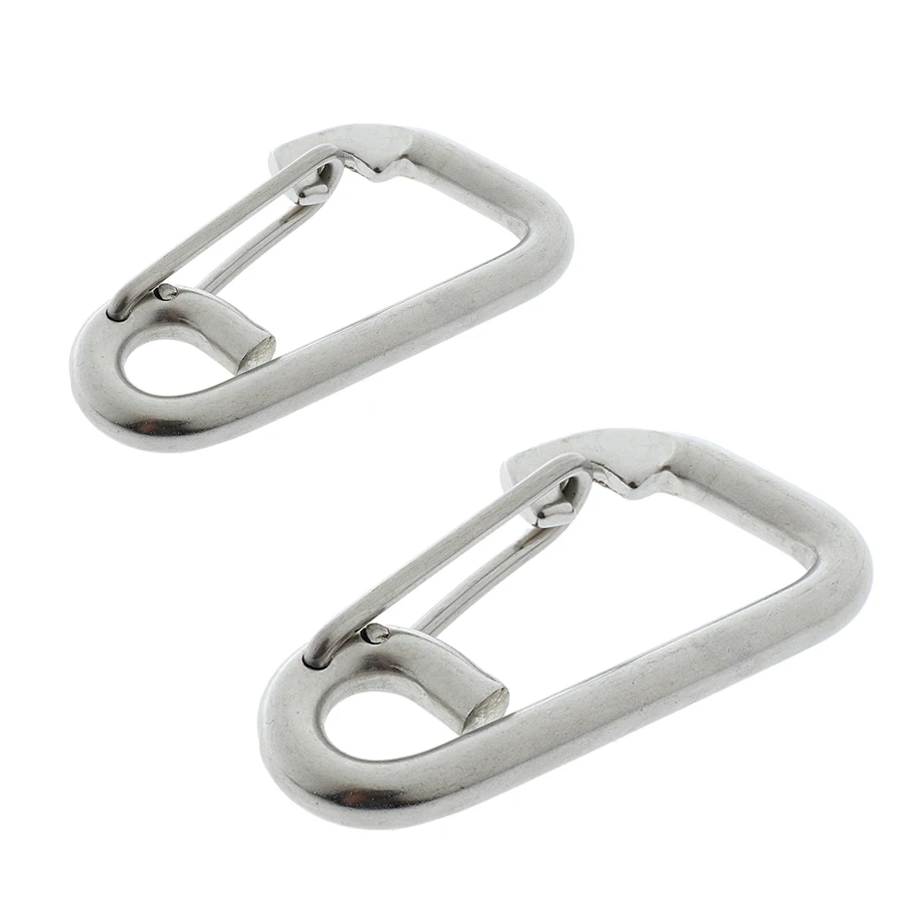 MagiDeal 2x Stainless Steel Locking Snap Hook Safety Carabiner Clip 6cm 8cm Climbing Accessories