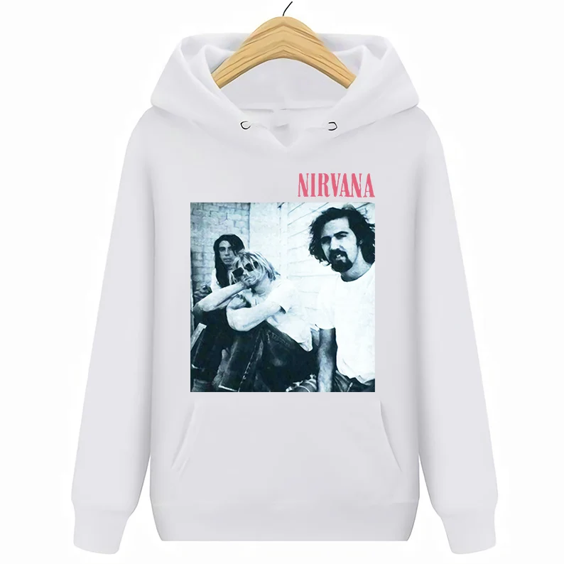 Белый Nirvana толстовки винтажные 90s толстовки рок-группы свитшоты унисекс Fa - Цвет: Белый