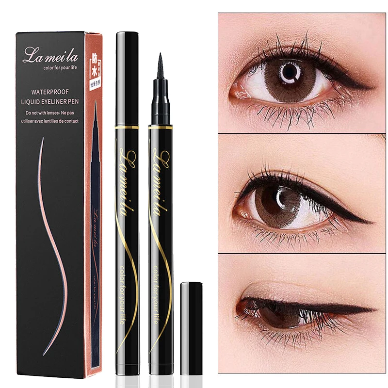 Waterproof Black Liquid Eyeliner Pencil Big Eyes Makeup Long-lasting Eye Liner Pen Make up Smooth Fast Dry Cat Eye Cosmetic Tool