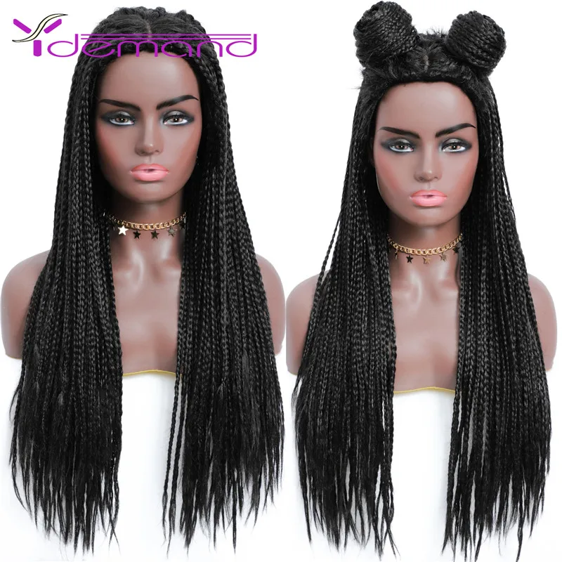 Y Demand Crochet Wigs Toys Braids With Box Long Black Synthetic Wigs for Women Heat Resistant Cosplay Wig Two Tone Braided