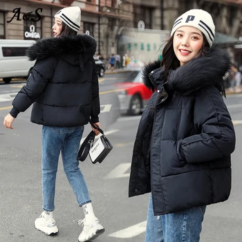 

Winter Coat Women Oversized Warm Coat Outwear Winter Jacket Women Coat fur Hooded Parka Puffer Jacket Casaco Cotton Women Jacket