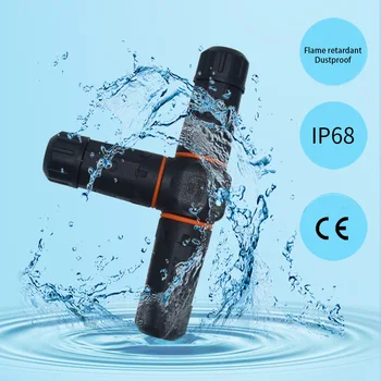 

T-type Waterproof Connector 3-way 2-pin Cable Connector IP68 Nylon M20 Outdoor Quick Connector Sealing Joint For LED