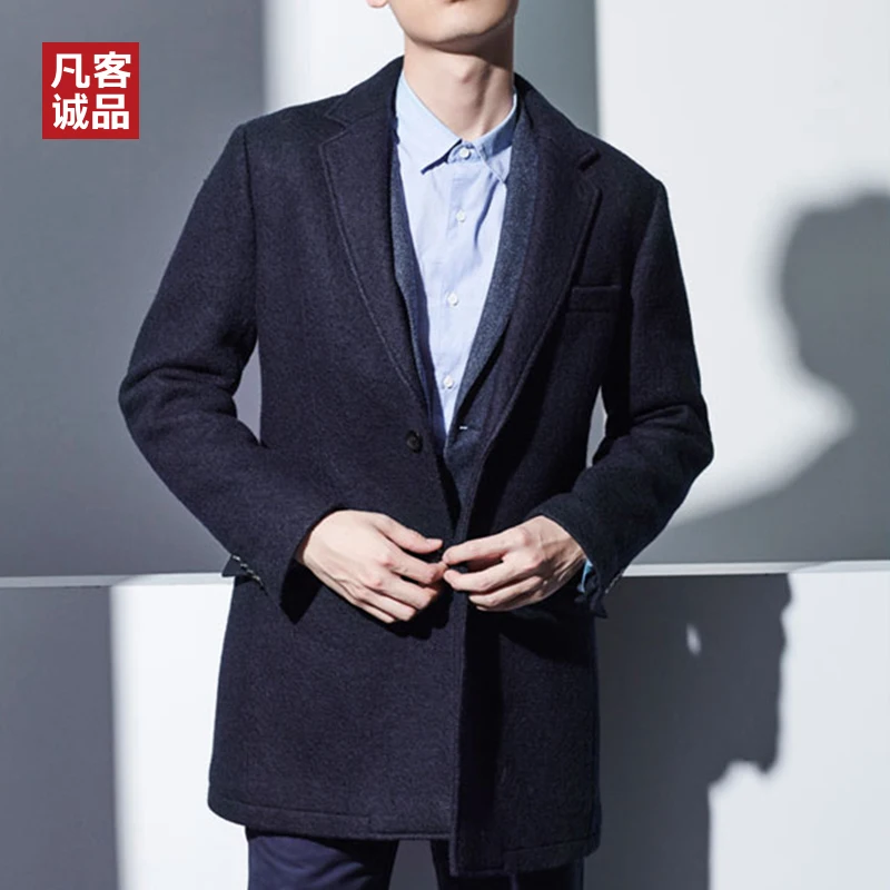 

2020 New Vancl Winter Men's Woolen Coat Warm Medium Long Smart Casusal Business Formal Wool Suit