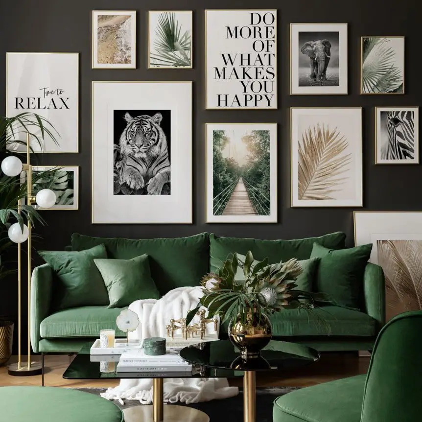 

Tiger Elephant Monstera Palm Leaf Bridge Quotes Wall Art Print Canvas Painting Nordic Poster Wall Picture For Living Room Decor