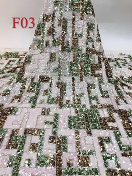 

2020 Flower Pattern Sequins Lace Fabrics Embroidery African French Tulle Lace Fabrics Sequence Laces Nigerian Mesh Lace