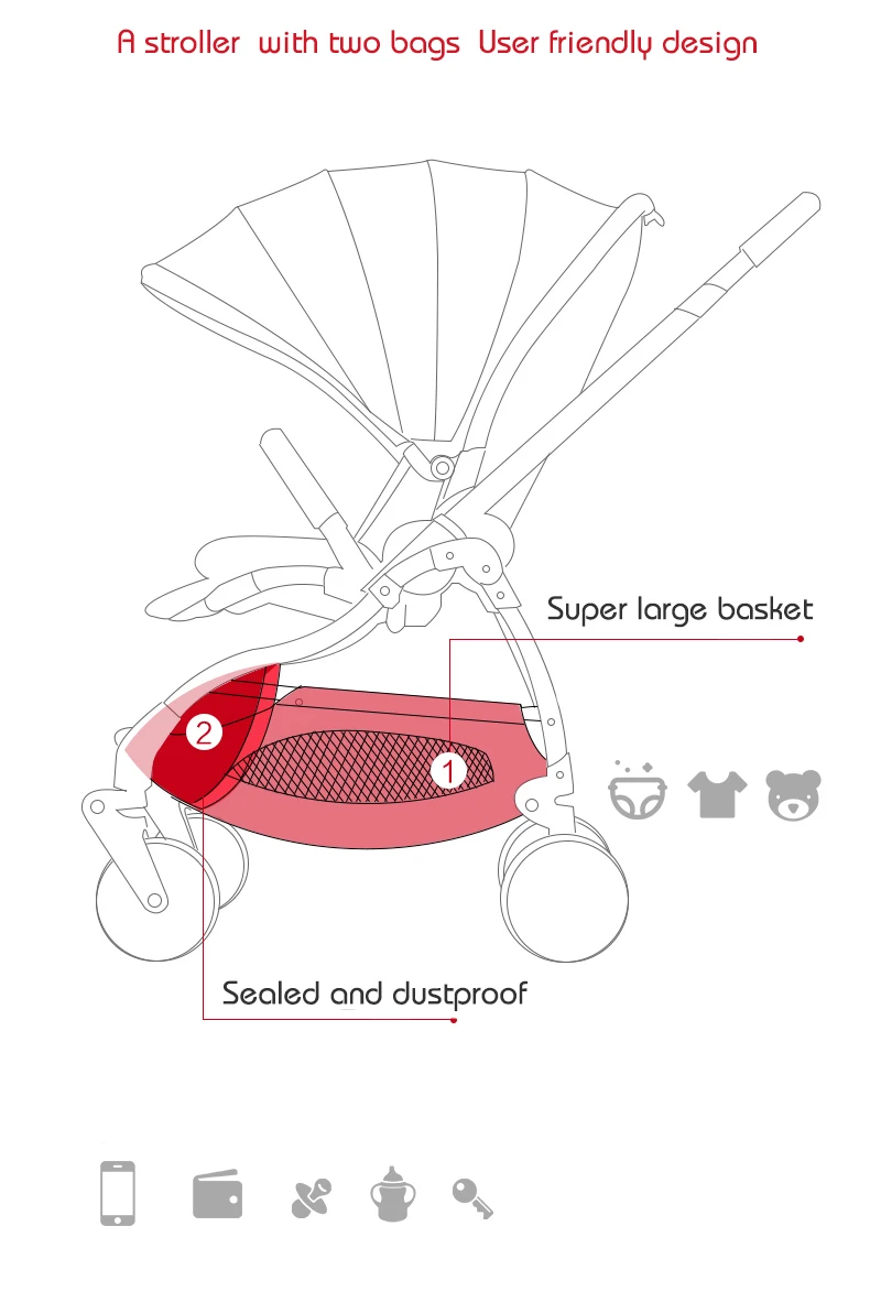Pouch folding baby carriage Super light baby stroller easy to Carry and Folding Portable Baby pram