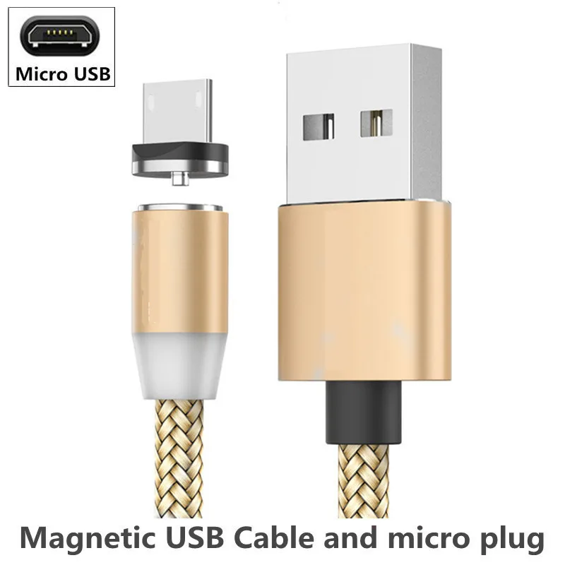 Магнитный USB кабель type C Micro USB кабель для быстрой зарядки для huawei Y3 Y6 Y5 II A7 J2 PRO Grand prime pro G530 - Цвет: For Micro Gold