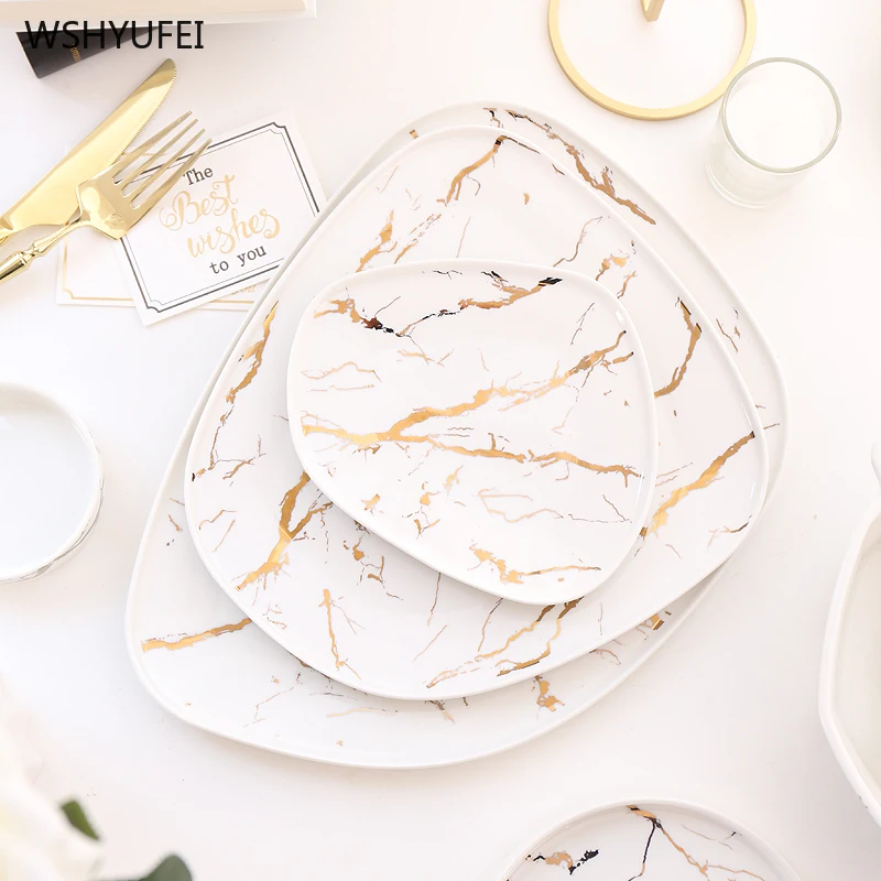 

Direct marketing creative Phnom Penh marble Western ceramic bowl plate home restaurant hotel steak salad decoration storage tray