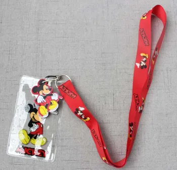 

Hot Sale! 50 pcs Cartoon mickey minnie Lanyard Key Chains Card Holders Bank Card Neck Strap Card Bus ID Holders