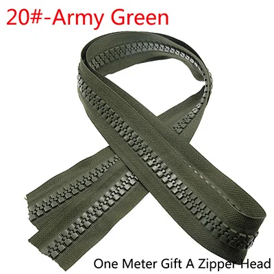 Meetee 2/5 метров 15#/20# большая полимерная кодовая молния для пуховика палатки наружные Швейные аксессуары DIY Одежда на молнии ремесло ZA029 - Цвет: ArmyGreen