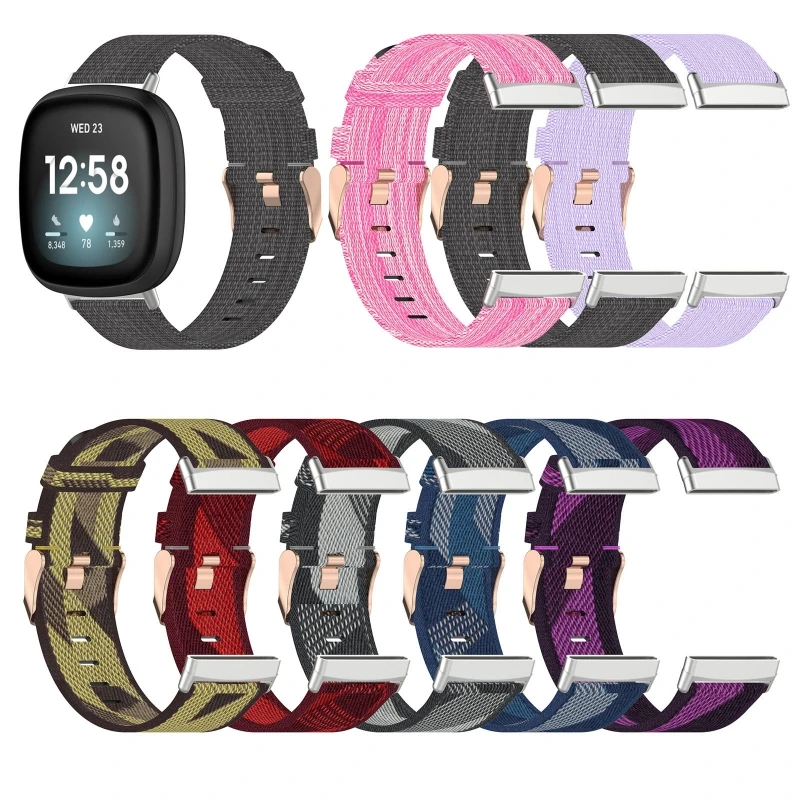 

Universal Replacement Colorful Nylon Strap Watch Band for Fitbit Versa 3 / Sense Smartwatch Bracelet Men Women