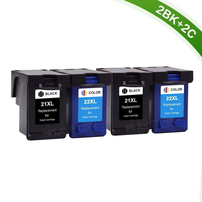 2 X Black 2 X Color Plavetink 21XL 22XL сменный картридж для принтера для hp 21 22 XL Deskjet F380 F2180 F2280 F4180 F4100 F2100 картриджи для принтеров - Цвет: 2 X Black 2 X Color