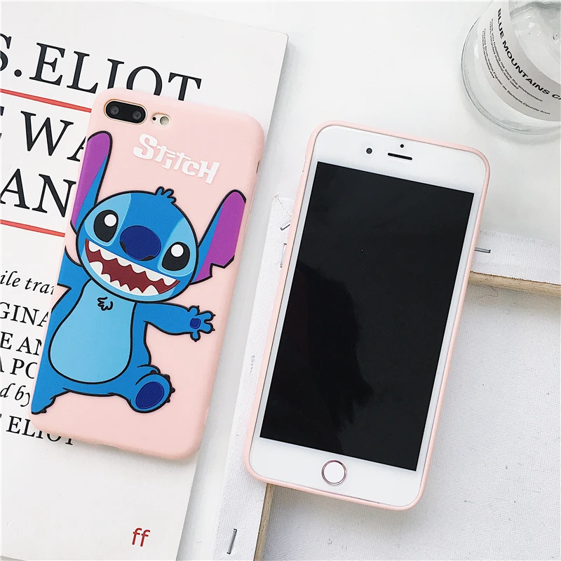Cartoon flower Cute Stitch Case For iPhone 11 pro X XS Max XR 8 7 6 plus Candy Funny guitar Stich Pink Silicon Soft Cover Coque