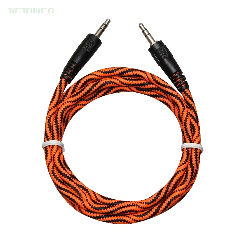 Nylon Braid Jack Audio Cable 3 5 mm to 3 5mm Car AUX Cable 1 5M Headphone Extension Code for Phone Car Headset Speaker 500pcs