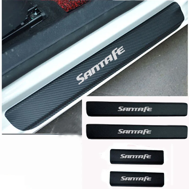 

Carbon Fiber Vinyl Sticker For Hyundai santafe Car Door Sill Protector Door Step Plate Protector Interior Car Accessories 4Pcs