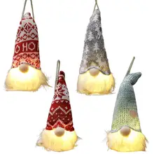 Christmas Ornaments Faceless LED Light Up Gnome Plush Christmas Decorations Cristmas Ornament Xmas Navidad Natal New Year 2022