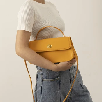 

Vintage Women Korean 2020 New Niche Design Trendy Simple Crossbody Handbag Shoulder-bag Female Pu A136