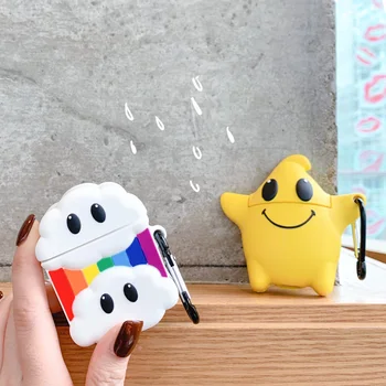 

Cute rainbow star Earphone Silicone Case For Apple AirPods Silicone Charging Headphone Cover Airpod Protective Case With hook