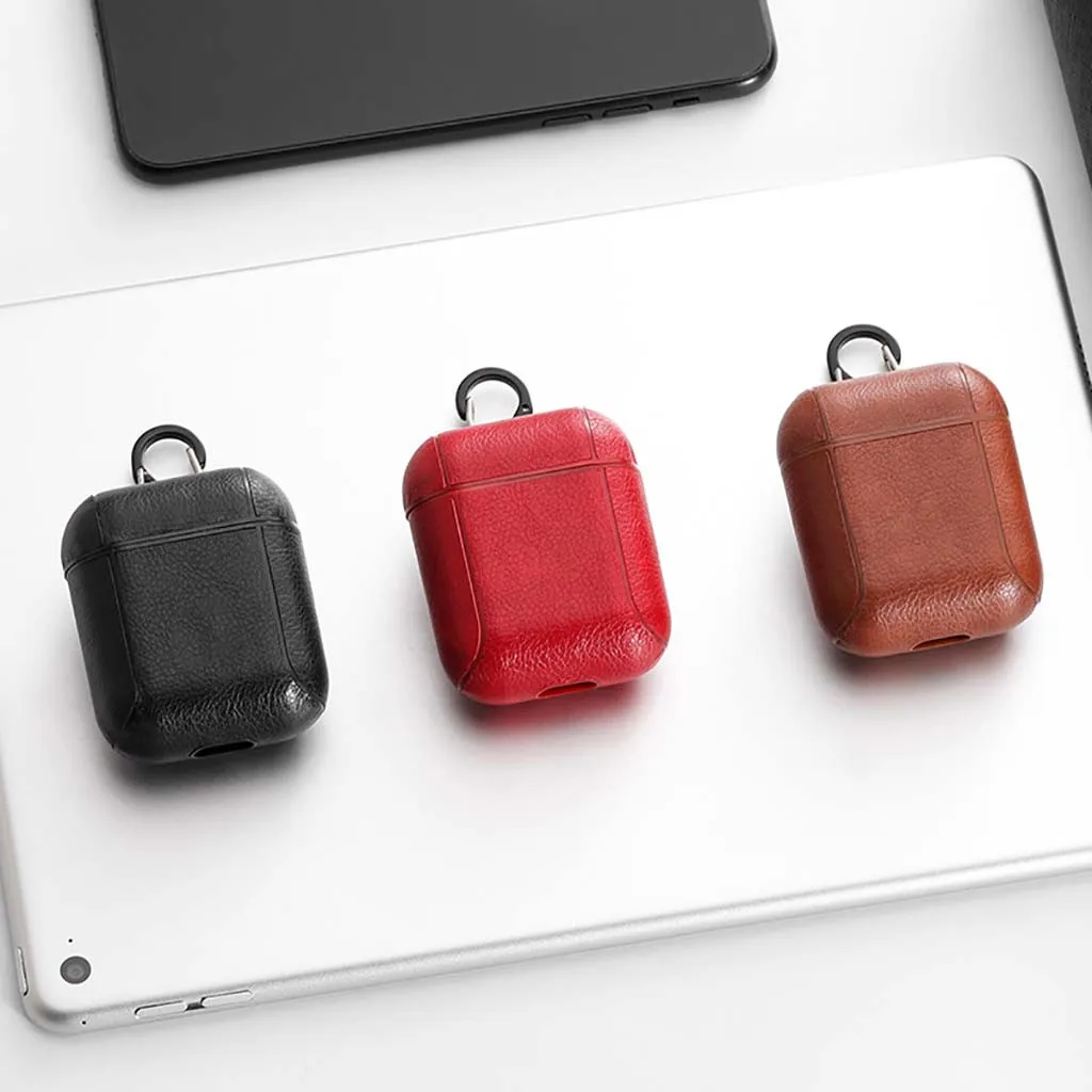 Для AirPods кожаный чехол для зарядного устройства защитный чехол с карабином защита от пыли спортивные наушники сумка для хранения