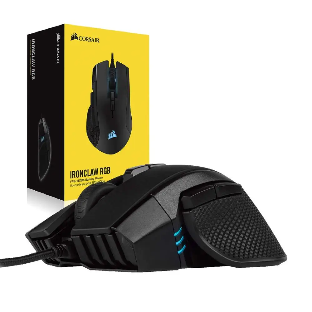 Игровая мышь CORSAIR IRONCLAW RGB FPS/MOBA с подсветкой LED 18000 DPI оптическая (версия CN)-черная |