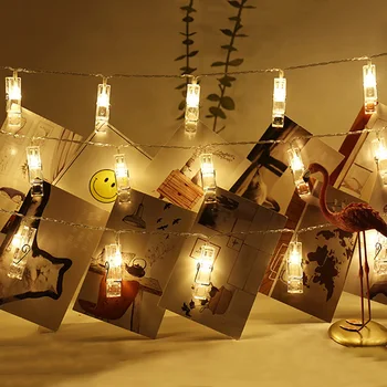 

10 20 30 40 50 LED Card Photo Clip String Fairy Lights Battery Operated Christmas Garlands Wedding New Year Decoration