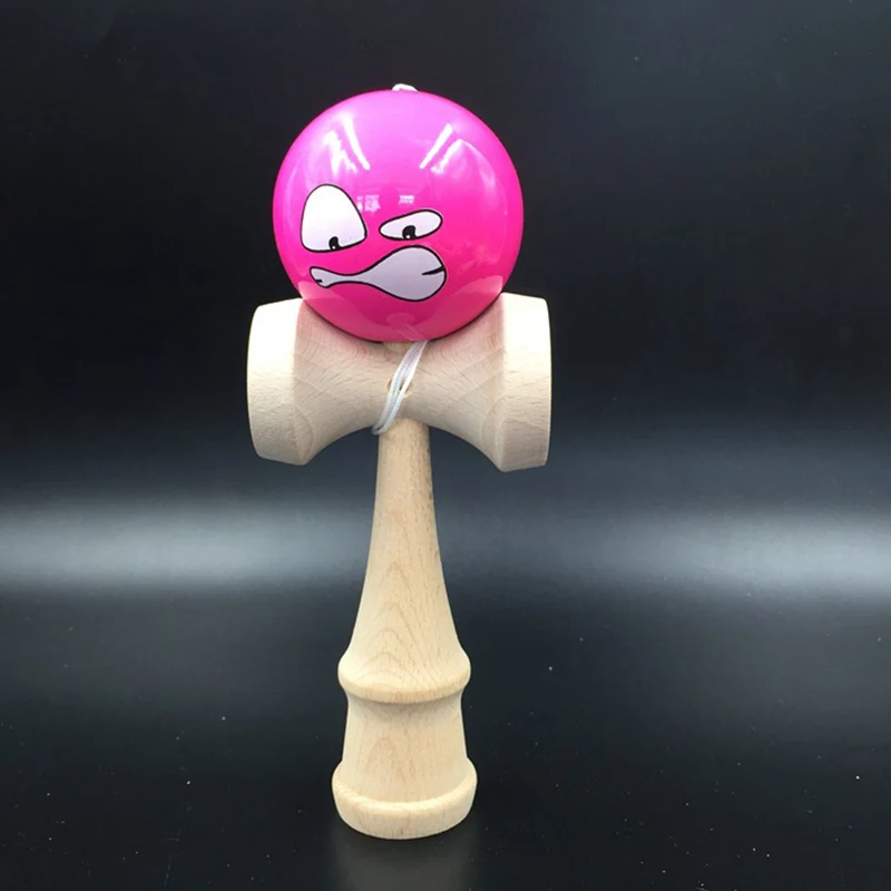 Most effective 18cm Spoof Funny Face Kendama Beech Wooden Juggling Skillful Balls Professional Outdoor Sports Toys