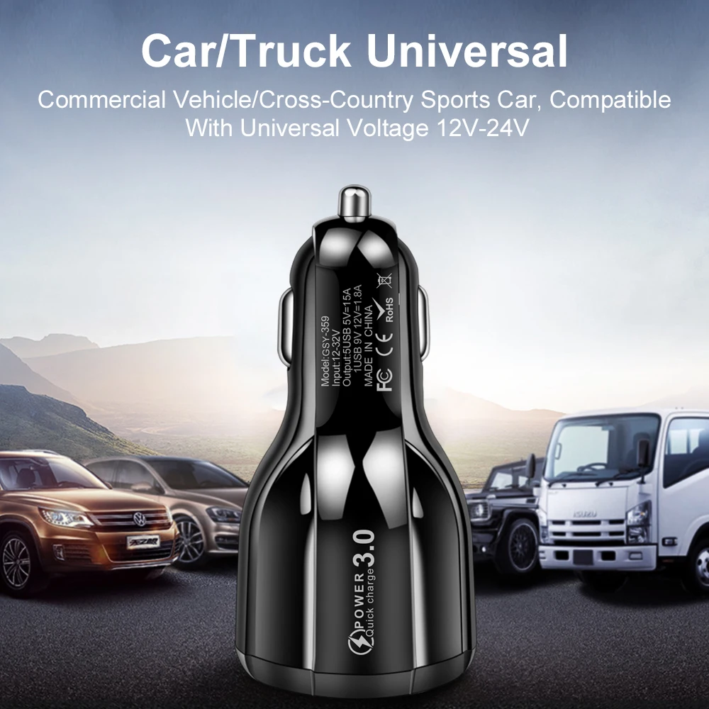 Quick Charge 3.0 4.0 Car Charger For iPhone 12 pro max 5 Ports USB Chargers For Phone Fast Charging For Xiaomi mi 10 Car-Charger usb c car