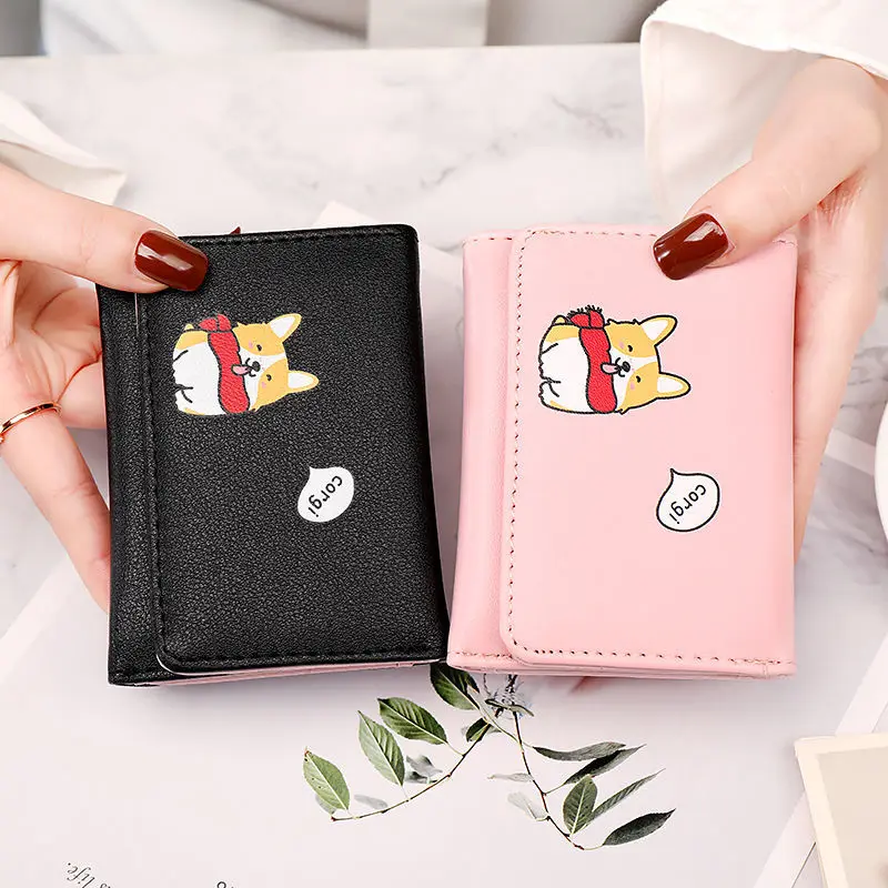 Wallet, Small Pig Pink, Cute Akita, Cherry