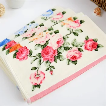 

Flower Printed Cotton Face Towel Quality Pattern Bathroom Hand Towel Embroidery Terry Towels Absorbent Towel