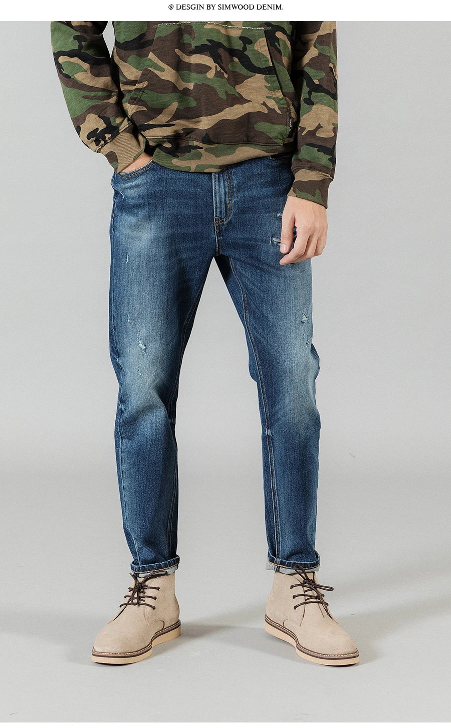 SIMWOOD, осень, зима, новинка, рваные джинсы, мужские, длина по щиколотку, облегающие, джинсовые штаны с дырками, модные брюки SI980653