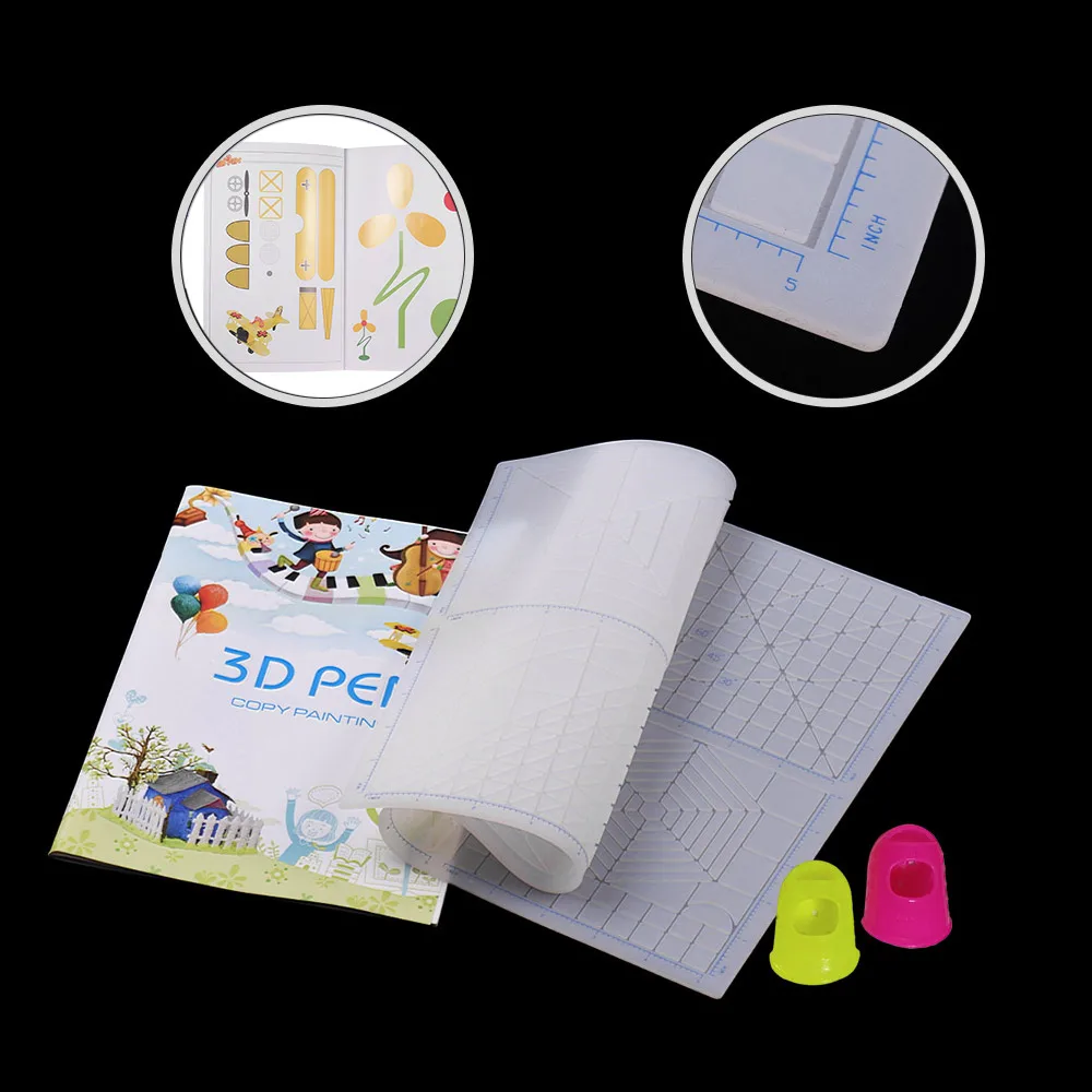 Multi Purpose 3D Printing Pen Template Soft Silicone Mat 3D Drawing Templates Copy Board with Fingerstall printer Accessories