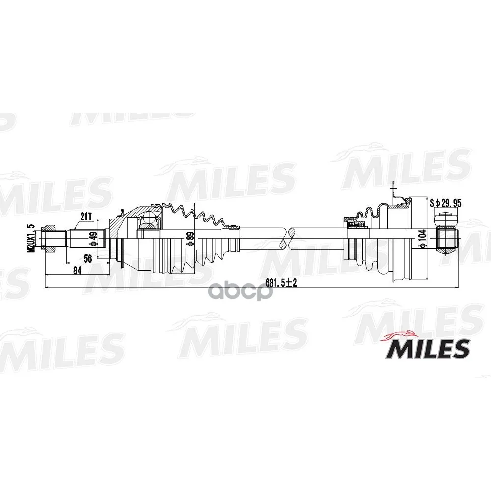 Привод В Сборе Renault Logan I/Sandero 1.2-1.6 04- Лев.-Abs Miles Gc01112 Miles арт. GC01112