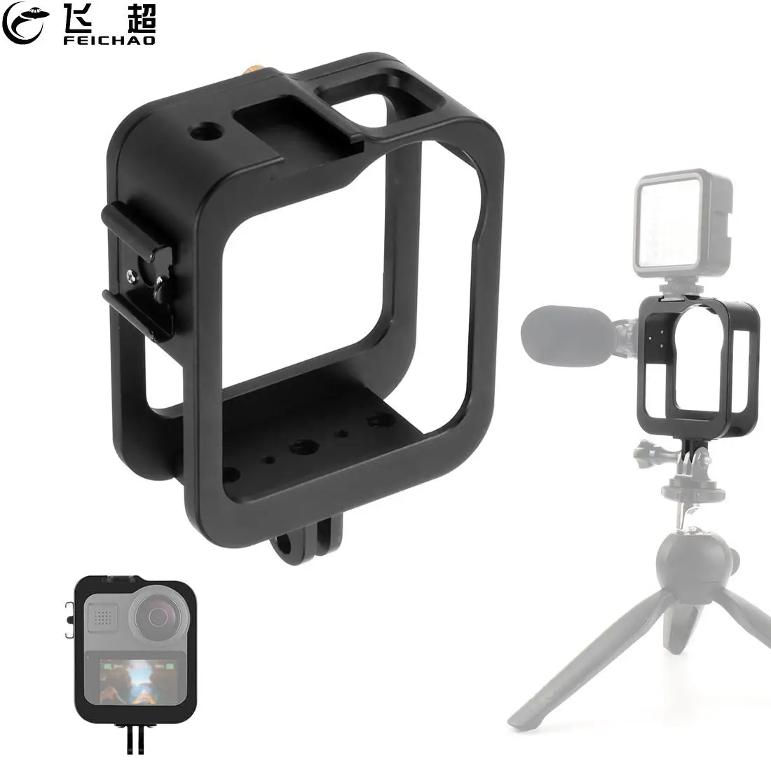 

Upgrade Protective Cage Housing for Gopro Max Quick Release Metal Frame Shell Case Cold Shoe 1/4 Mount 360 Panoramic Accessories