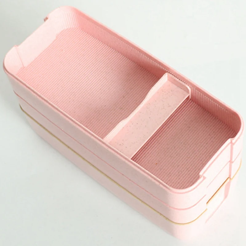 3Layer Portable Wheat Straw Lunch Box Food Storage Case Container Dinnerware Microwave Bento Box For Child Student High Quality