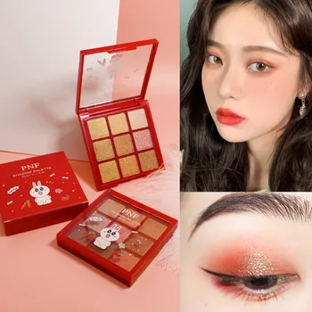 

Beautiful 9-Color Peach Tray Eyeshadow Matte Polarized Glitter Powder Eye Shadow Waterproof Sequins Makeup for Women Cosmetic
