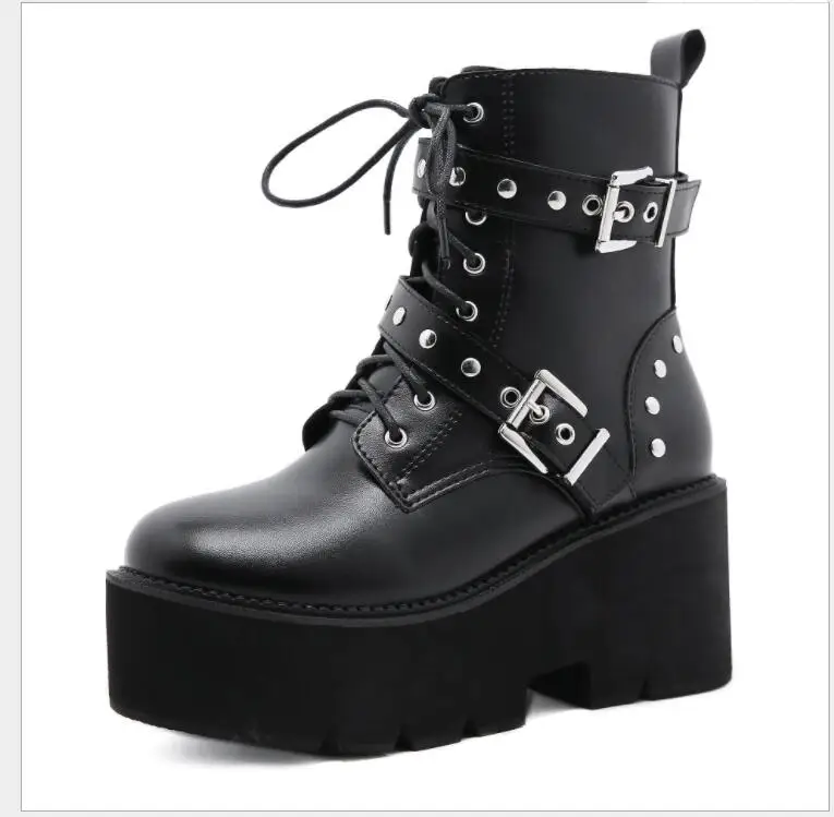 New Women Boots Ankle Genuine Leather Platform Round Toe Black Boots Women Classic Boots Winter Brand Luxury Women Shoes