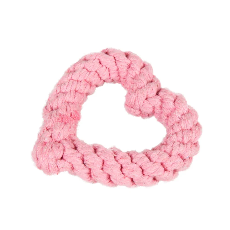 Pet Love Heart жевательная игрушка, тканая из хлопчатобумажной веревки, устойчивая к укусам собака, молярные принадлежности для чистки зубов